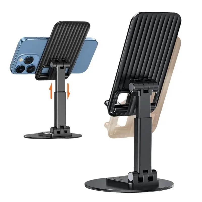 Jmary MK-59 360° Rotating Foldable Phone Stand | Adjustable Metal Desk Holder | For iPhone, Android, Tablet, iPad